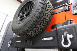 Fishbone Offroad Steel Rear Bumper w/ LEDs: Jeep Wrangler JK (2007-2018) Blk Textured Powdercoat