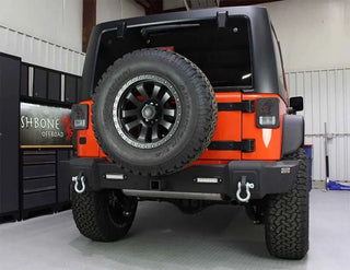 Fishbone Offroad Steel Rear Bumper w/ LEDs: Jeep Wrangler JK (2007-2018) Blk Textured Powdercoat