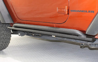 Fishbone Offroad Steel Rock Slider: Jeep Wrangler JK 2007-2017 w/ Black Textured Powdercoat