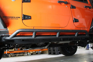 Fishbone Offroad Steel Rock Sliders: Jeep Wrangler JK (2007-2018) w/ Black Textured Powdercoat