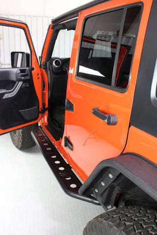Fishbone Offroad Black Textured Powder Coated Steel Side Steps: Jeep Wrangler JK 2007-2018