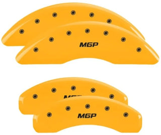 MGP Caliper Covers (FRONT AND REAR): Ram 1500 (2019 - 2024) w/ Yellow Finish, Silver Characters, MGP Logo