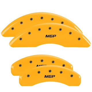 MGP Caliper Covers (FRONT AND REAR): Ram 1500 (2019 - 2024) w/ Yellow Finish, Silver Characters, MGP Logo