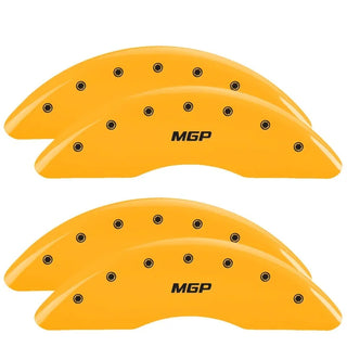 MGP Caliper Covers (FRONT AND REAR): Ram 2500 / 3500 2019 - 2024 w/ Yellow Finish, Black Characters, MGP Logo