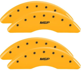 MGP Caliper Covers (FRONT AND REAR): Ram 2500 / 3500 2019 - 2024 w/ Yellow Finish, Black Characters, MGP Logo