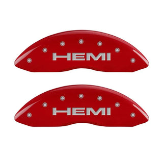 MGP Caliper Covers Red Powder Coat HEMI (F&R): Ram 1500 2011-2024