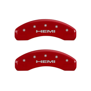 MGP Caliper Covers Red Powder Coat HEMI (F&R): Ram 1500 2011-2024