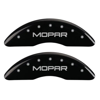 MGP Caliper Covers (FRONT AND REAR): Ram 2500 / 3500 (11-18) w/ Black Finish, Silver Characters, MOPAR Logo