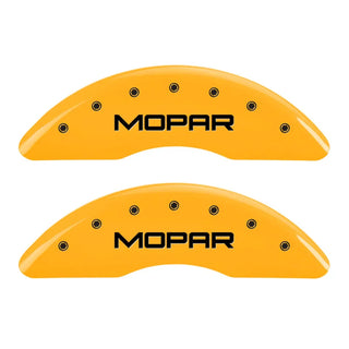 MGP Caliper Covers (FRONT AND REAR): Ram 2500 / 3500 (11-18) w/ Yellow Finish, Black Characters, MOPAR Logo