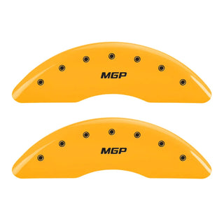 MGP Caliper Covers (FRONT AND REAR): Ram 2500 / 3500 (11-18) w/ Yellow Finish, Black Characters, MGP Logo