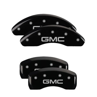 MGP Caliper Covers (FRONT AND REAR): Chrysler 300 (2011-2023) w/ Black Finish, Silver Characters, CHRYSLER WING Logo