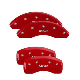 MGP Caliper Covers (FRONT AND REAR): Chrysler 300 (2011-2023) w/ Red Finish, Silver Characters, MGP Logo