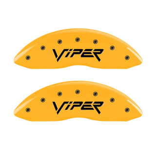 MGP Caliper Covers (FRONT AND REAR): Dodge Viper (2001-2002) w/ Yellow Finish, Black Characters, VIPER Logo