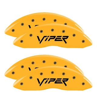 MGP Caliper Covers (FRONT AND REAR): Dodge Viper (2001-2002) w/ Yellow Finish, Black Characters, VIPER Logo