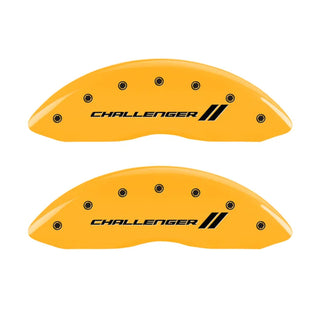 MGP Yellow Caliper Covers Challenger Logo (F&R): Dodge Challenger R/T 2009-2010 5.7L HEMI