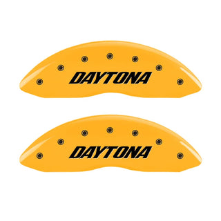 MGP Caliper Covers Daytona Logo Yellow (F&R): Dodge Charger Daytona 2006-2009 5.7L HEMI
