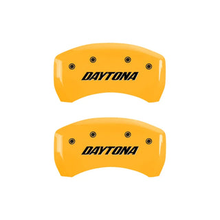 MGP Caliper Covers Daytona Logo Yellow (F&R): Dodge Charger Daytona 2006-2009 5.7L HEMI