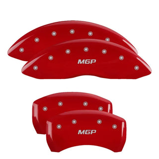 MGP Caliper Covers (FRONT AND REAR): Chrysler 300 (2011-2023) w/ Red Finish, Silver Characters, MGP Logo