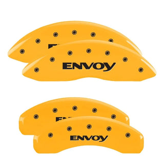 MGP Caliper Covers (FRONT AND REAR): Chrysler 300 (2011-23) w/ Yellow Finish, Black Characters, MOPAR Logo