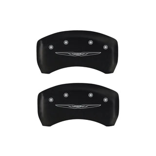 MGP Caliper Covers (FRONT AND REAR): Chrysler 300 (2011-2023) w/ Red Finish, Silver Characters, CHRYSLER WING Logo