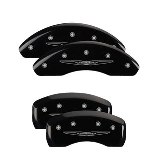 MGP Caliper Covers (FRONT AND REAR): Chrysler 300 (2005-2014) w/ Yellow Finish, Black Characters, MOPAR Logo