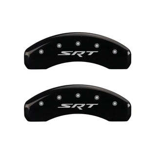 MGP Caliper Covers (FRONT AND REAR): Chrysler 300 (2005-2014) w/ Black Finish, Silver Characters, SRT-8 Logo