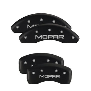 MGP Caliper Covers (FRONT AND REAR): Chrysler 300 (2005-2010) w/ Black Finish, Silver Characters, MOPAR Logo