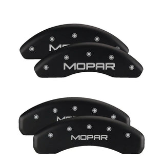 MGP Caliper Covers (FRONT AND REAR): Chrysler 300 (2005-2010) w/ Black Finish, Silver Characters, 300 Logo