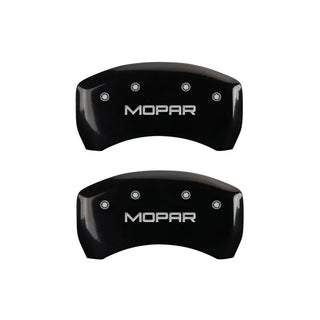 MGP Caliper Covers (FRONT AND REAR): Chrysler 300 (2005-2010) w/ Black Finish, Silver Characters, MOPAR Logo
