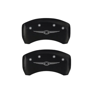 MGP Caliper Covers (FRONT AND REAR): Chrysler 300 (2005-2010) w/ Red Finish, Silver Characters, CHRYSLER WING Logo