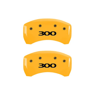MGP Caliper Covers (FRONT AND REAR): Chrysler 300 (2005-2010) w/ Black Finish, Silver Characters, CHRYSLER WING Logo