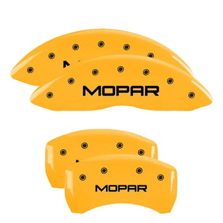 MGP Caliper Covers (FRONT AND REAR): Chrysler 300 (2005-10) w/ Yellow Finish, Black Characters, MOPAR Logo