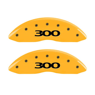 MGP Caliper Covers (FRONT AND REAR): Chrysler 300 (2005-10) w/ Yellow Finish, Black Characters, 300 Logo