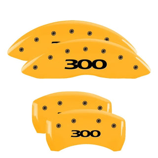 MGP Caliper Covers (FRONT AND REAR): Chrysler 300 (2005-10) w/ Yellow Finish, Black Characters, 300 Logo