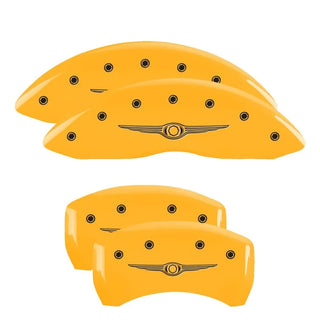 MGP Caliper Covers (FRONT AND REAR): Chrysler 300 (2005-10) w/ Yellow Finish, Black Characters, CHRYSLER WING Logo