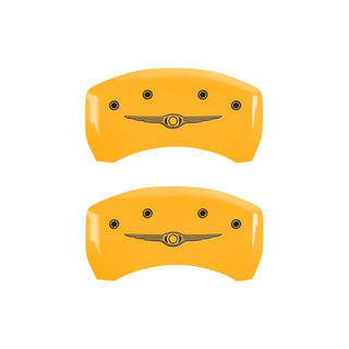 MGP Caliper Covers (FRONT AND REAR): Chrysler 300 (2005-10) w/ Yellow Finish, Black Characters, CHRYSLER WING Logo