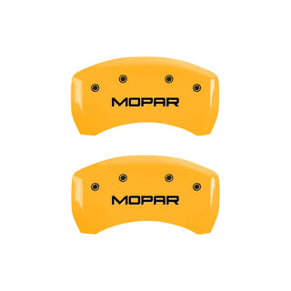 MGP Caliper Covers (FRONT AND REAR): Chrysler 300 (2005-10) w/ Yellow Finish, Black Characters, MOPAR Logo