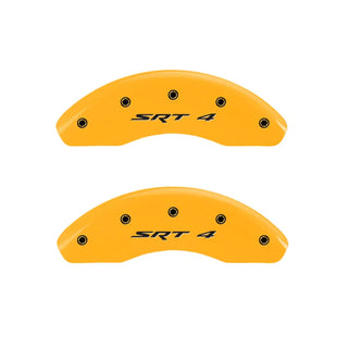 MGP Caliper Covers (FRONT AND REAR): Dodge Neon (03-05) w/ Yellow Finish, Black Characters, SRT-4 Logo
