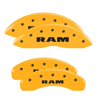 MGP Caliper Covers (F&R): Dodge Durango / Ram 1500 / Ram 1500 Van (02-06) w/ Yellow - Black RAM
