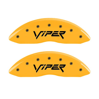 MGP Caliper Covers (FRONT AND REAR): Dodge Viper (2001-2002) w/ Yellow Finish, Black Characters, VIPER Logo, SNAKE Logo