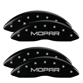 MGP Caliper Covers (FRONT AND REAR): Dodge Viper (2001-2002) w/ Black Finish, Silver Characters, MOPAR Logo