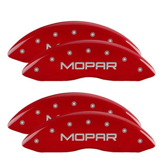 MGP Caliper Covers (FRONT AND REAR): Dodge Viper (2001-2002) w/ Red Finish, Silver Characters, MOPAR Logo