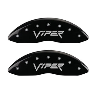 MGP Caliper Covers (FRONT AND REAR): Dodge Viper (2001-2002) w/ Black Finish, Silver Characters, VIPER Logo