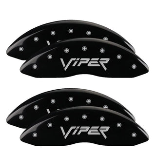 MGP Caliper Covers (FRONT AND REAR): Dodge Viper (2001-2002) w/ Black Finish, Silver Characters, GEN 2/VIPER Logo