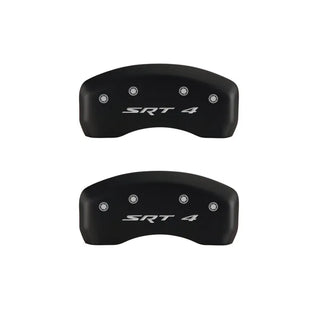 MGP Caliper Covers (FRONT AND REAR): Dodge Neon (2003-2005) w/ Red Finish, Silver Characters, SRT-4 Logo