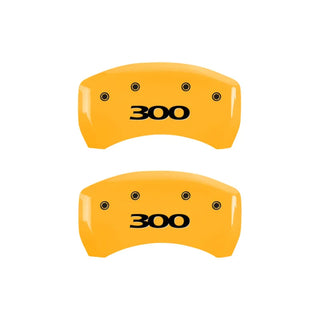MGP Caliper Covers (FRONT AND REAR): Chrysler 300 (2005-2010) w/ Yellow Finish, Black Characters, 300 Logo