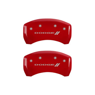 MGP Caliper Covers (F&R): Dodge Challenger / Charger / Magnum (05-10) w/ Red - Silver Dodge Logo