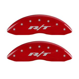 MGP Caliper Covers (F&R): Dodge Challenger / Charger / Magnum (05-10) w/ Red - Silver RT1-Truck Logo