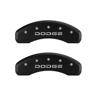 MGP Caliper Covers (FRONT AND REAR): Dodge Durango (07-09) / Ram 1500 (06-10) w/ Red Finish, Silver Characters, DODGE Logo