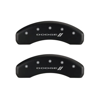 MGP Caliper Covers (FRONT AND REAR): Dodge Durango (07-09) / Ram 1500 (06-10) w/ Red Finish, Silver Characters, DODGE Logo